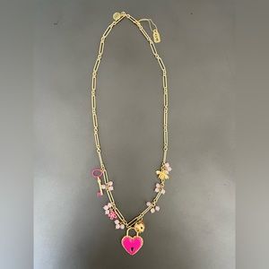 Grace Gonzalez Necklace- pink and gold chunky charm long necklace